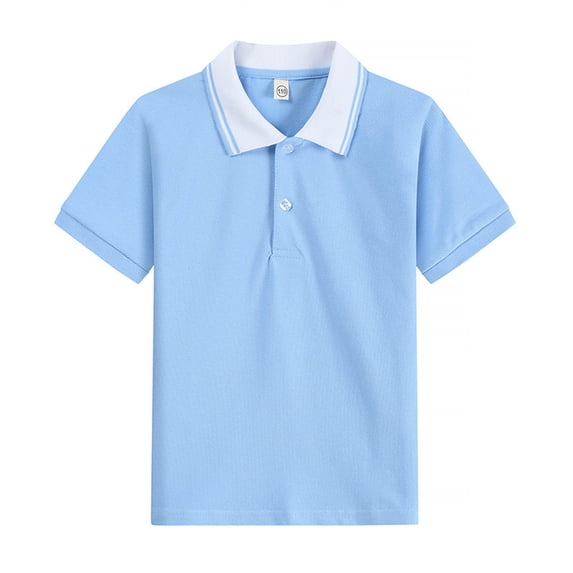Shadoumai Polo Shirts for Boys Size 14 Button Closure Solid Color Short Sleeve Pocket Shirts Loose Comfortable Blouse Tops Clothes for Boy Size