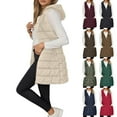 thumbnail image 1 of Shadoumai Puffer Vest Women Winter Warm Long Quilted Sleeveless Jackets with Pockets Fall Fashion Zip Up Puffy Coat Outerwear, 1 of 8