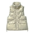 thumbnail image 1 of Shadoumai Puffer Vest Womens Metallic Shiny Baggy Winter Quilted Vests, Windproof Sleeveless Puffer Jacket Warm Padded Down Outerwear, 1 of 8