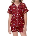 thumbnail image 1 of Shadoumai Satin Halloween Pajamas for Button Down Pjs Pumpkin Print Button Down Short Sleeve Loungewear Clothes Set Soft 2 Piece Nightwear 2 Piece Summer Loungewear Nightwear Outfits, 1 of 5
