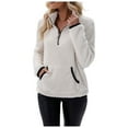 thumbnail image 1 of Shadoumai Sherpa Fleece Quarter Zip Pullover For Women Long Sleeve Fluffy Soft Sweaters Jacket Plus Size Winter Coats With Pockets, 1 of 6
