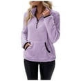 thumbnail image 1 of Shadoumai Sherpa Fleece Quarter Zip Pullover For Women Long Sleeve Fluffy Soft Sweaters Jacket Plus Size Winter Coats With Pockets, 1 of 6