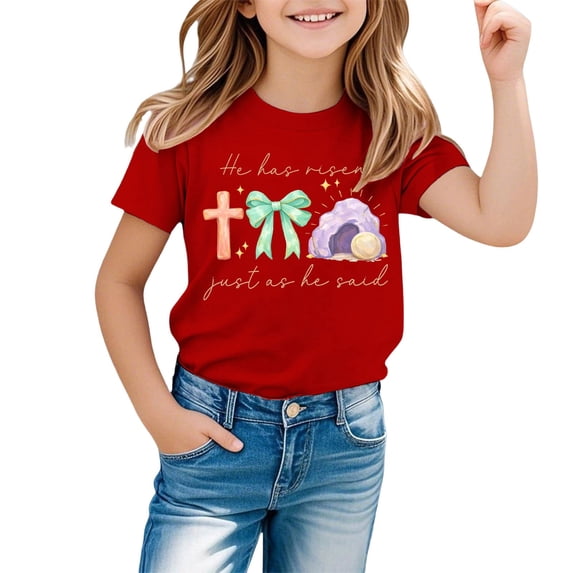 Shadoumai Shirts for Girls Floral Printed O Neck Shirt Short Sleeve T Shirt Cute Blouse Tops Girls' Tops, Tees & Blouses