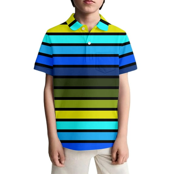 Shadoumai Short Sleeve Polo Shirts for Boys Cartoon Print Button Down Short Sleeve Pocket Shirts Casual Sports T-Shirt Boys' Tops, Tees & Shirts
