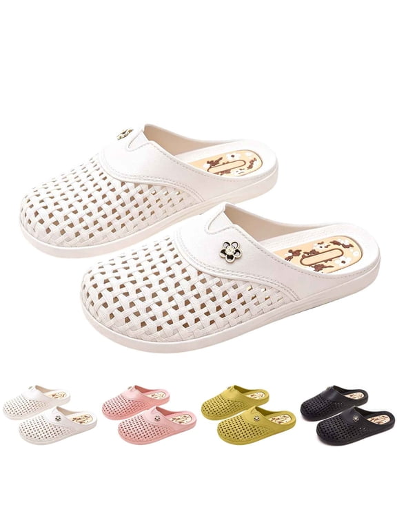 Shower Shoes for Women Closed Toe Pool Slides with Drain Holes Anti- Garden Clogs Indoor Outdoor Summer Bath Slipper
