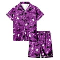 thumbnail image 1 of Shadoumai Silk Halloween Pajamas Set Button Down Pumpkin Print Short Sleeved Button Top Soft Homewear Set Colouring Pajama Sets 2 Piece Sets Pajamas for, 1 of 5