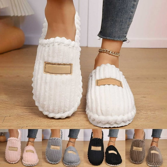 Shadoumai Slippers for Women Cozy Slippers And Stylish Indoor Stripe Slippers For Couples Warm And Comfortable Home Footwear