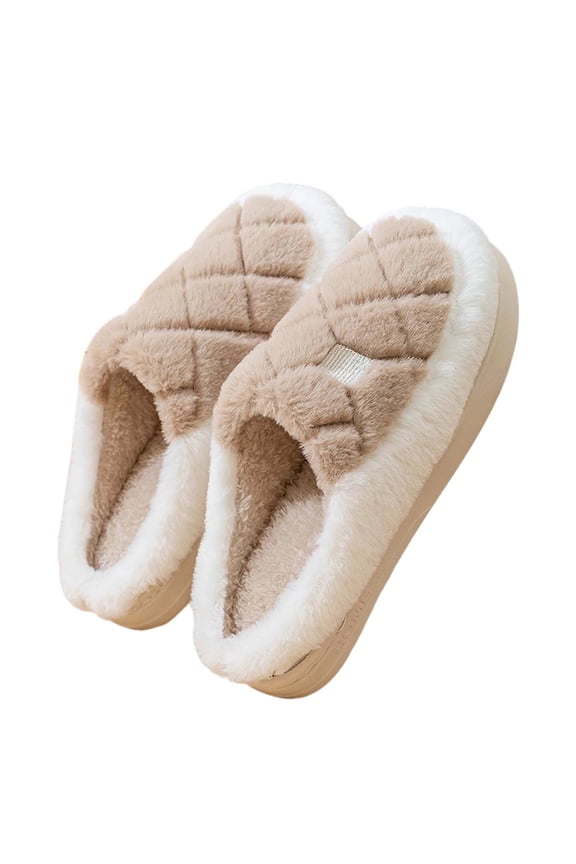 Smiling Face Embroidery Fluffy Warm Fuzzy Cute Closed Toe Slippers Comfy Autumn Winter Indoor Outdoor Slippers