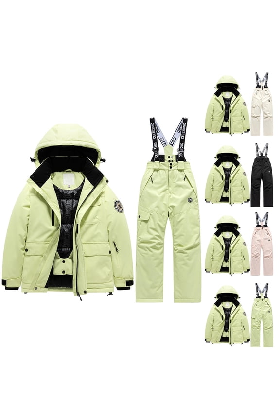 Snow Suit for Kids Girls Boys Pants 2 Piece Zip Up Jacket Sets Snowsuit Waterproof Windproof Winter Outdoor Overalls Snowboarding Ski Suits Warm Thermal Snowsuits For Cold Weather