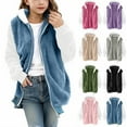 thumbnail image 1 of Shadoumai Soft Fleece Hooded Jacket For Girls Long Sleeve Cozy Outerwear With Pockets Solid Color Coat For Big Kids Toddler, 1 of 5