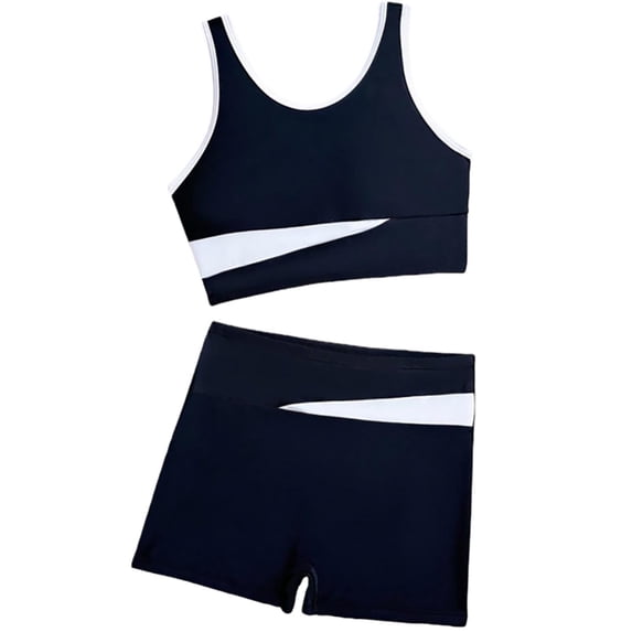 Shadoumai Solid Color Two Piece Bikini Swimsuit For Big Girls And Teens With Comfortable Swim Shorts