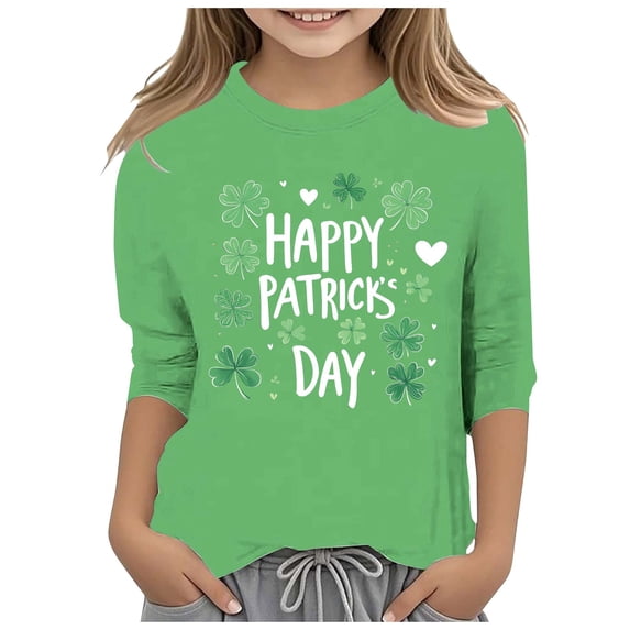 Shadoumai St Patrick Day Shirt Girls Boys Casual Short Sleeve Funny Irish Tops Breathable Soft Kids' Summer Clothing
