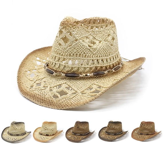 Shadoumai Straw Cowboy Hat For Women And Men With Shape It Brim Western Cowboy Hat