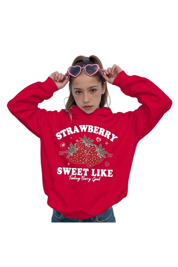 Strawberry Festivals Sweatshirt For Women Sweet Like Letter Print Hoodie Cute Strawberry Sweatshirts Long Sleeve Top
