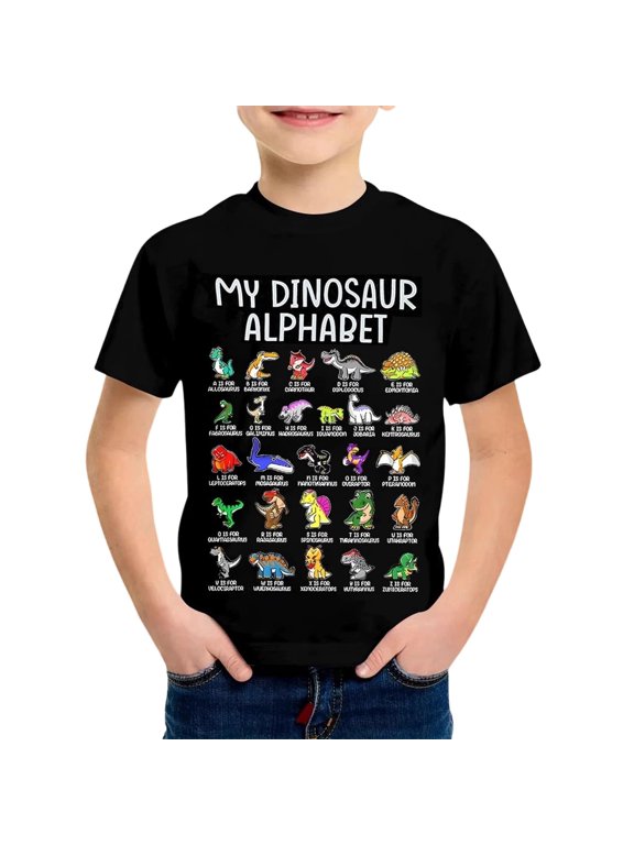 Stylish Graphic Print Casual Short Sleeve Tee Shirts For Kids Boys And Girls Comfortable Daily Wear Blended