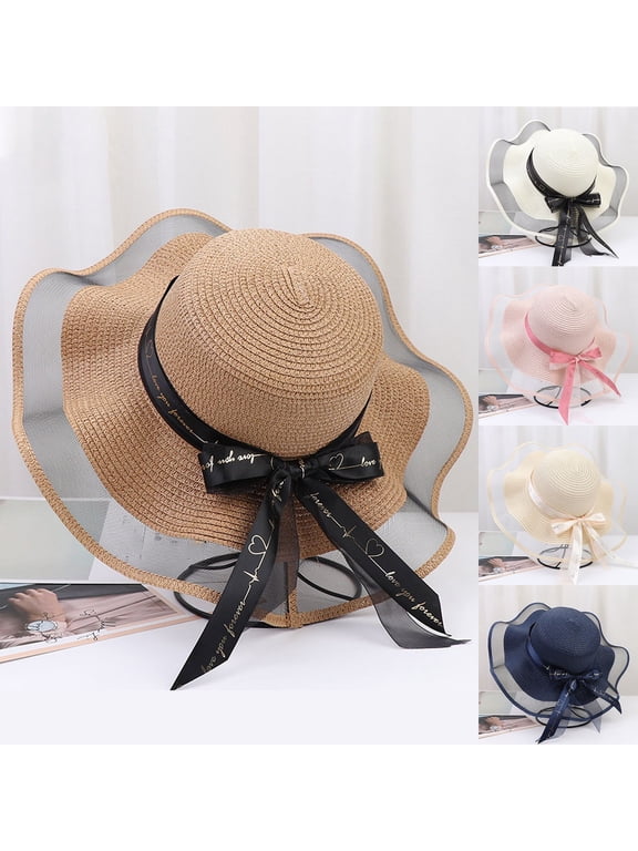 Sun Hats for Women UV Protection, Leopard Print Wide Brim Straw Sun Visors for Women Summer Vacation, Foldable Packable