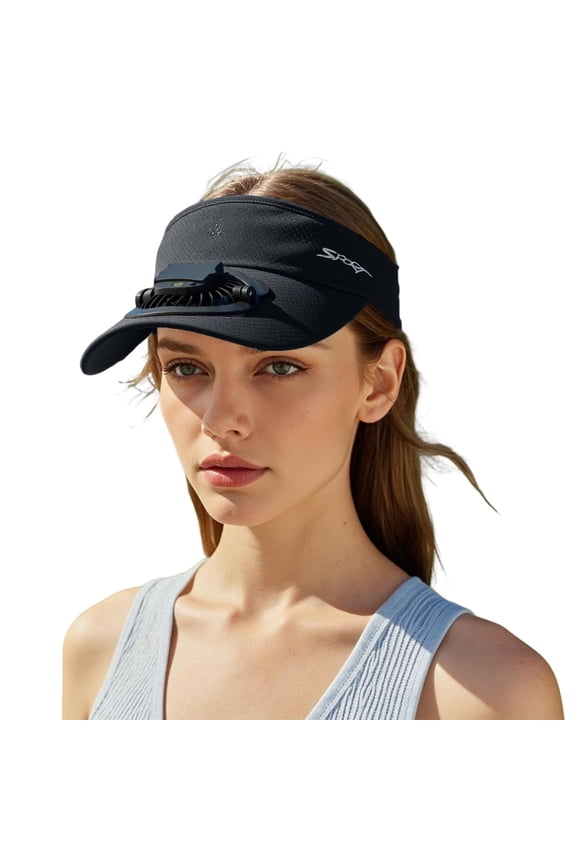 Sun Visor Hats with Fan,Solar Powered Cooling Baseball Chapeau Breathable UV Protection,USB Charging for Men Women Unisex