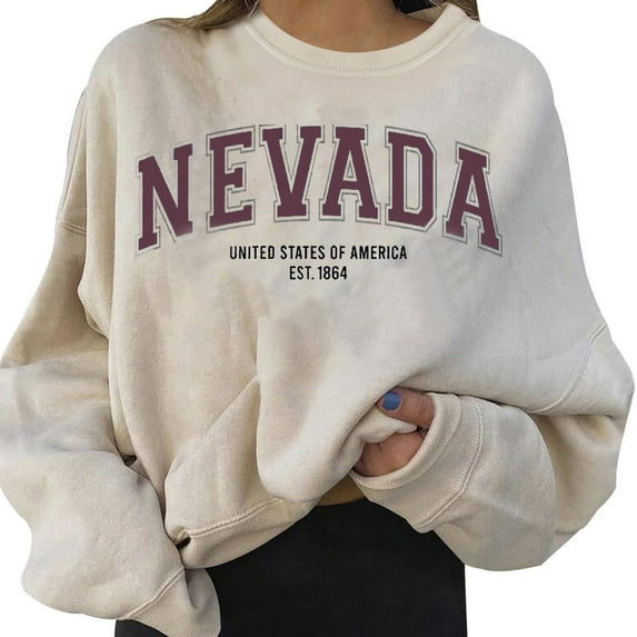 Shadoumai Sweatshirts For Women Crew Neck Letter Graphic Pullover Relaxed Fit Long Sleeve Hoodie Teens Fall Clothes