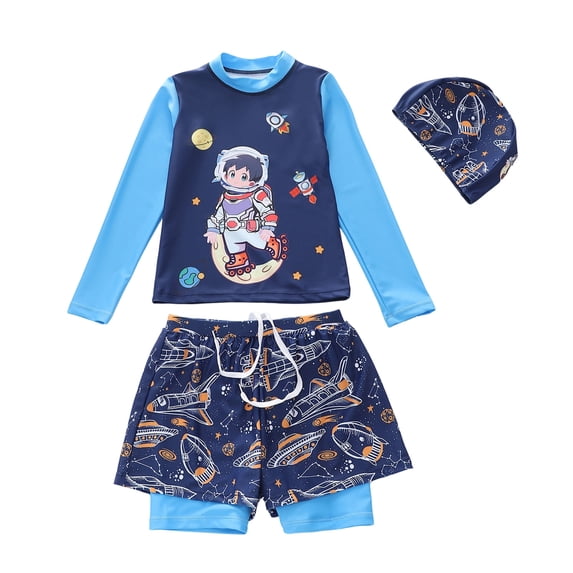 Shadoumai Swim Suits for Kids Stretch Swimwear Set Boys 2 Piece Swimsuit Pool Bathing Suit for Kids