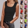 thumbnail image 1 of Shadoumai Tank Tops for Women Scoop Neck Wide Strap Sleeveless Crop Top Tanks Womens Basic Fitted Camisole, 1 of 5