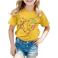 thumbnail image 1 of Shadoumai Girl Shirts Printed Pattern Cowl Neck Shirt Short Sleeve T-Shirt Comfy Preppy Tops T Shirts for Girls, 1 of 3