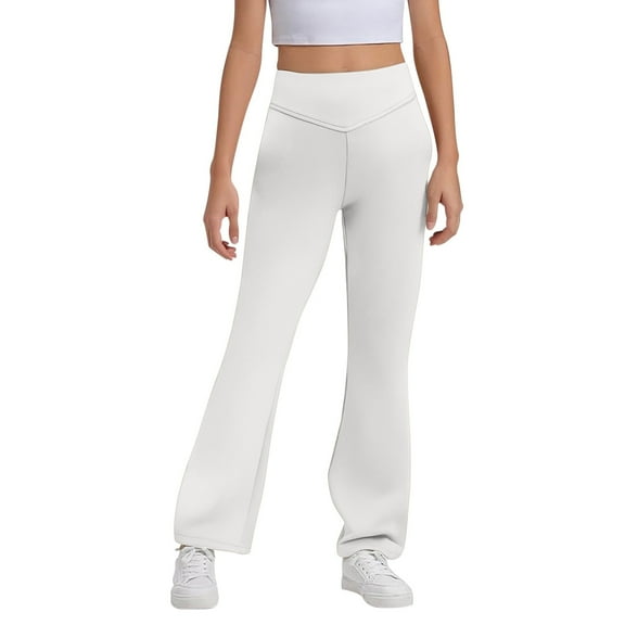 Shadoumai Teen Girls Bell Bottoms Pants School Uniform Straight Leg Back To School Fashion Pant Pull On Skinny Casual Stretchy Leggings Size 5-14 Years