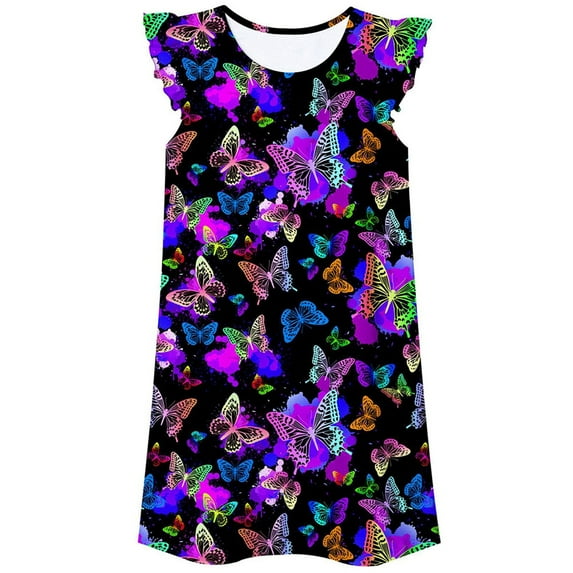 Shadoumai Girls Dresses Ruffle Sleeve Easter Day Floral Casual Suspenders Princess Flower Girl Dresses for Girls