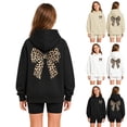 thumbnail image 1 of Shadoumai Girls Oversized Pullover Hoodies Leopard Bow Graphic Hooded Sweatshirts Spring Cute Trendy Sweater Pocket, 1 of 9