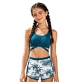 thumbnail image 1 of Shadoumai Teen Girls Swimsuit Color Block Sporty Bikini Sets with Cover Up Skirt 3 Piece Bathing Suit Size 7-16 Years, 1 of 5