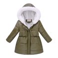 thumbnail image 1 of Shadoumai Teens Girls Insulated Parka Hooded Kids Winter Coat Printing Heavyweight Woolen Coat Faux Collar Waisted Jacket Girls Back To School Outfit, 1 of 3