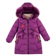 thumbnail image 1 of Shadoumai Teens Girls Insulated Parka Hooded Kids Winter Coat Printing Heavyweight Woolen Coat Faux Collar Waisted Jacket Girls Back To School Outfit, 1 of 5