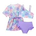 thumbnail image 1 of Shadoumai Teens Girls Swimsuit Ribbed Bikini Set Adjustable Strap Tankini 3-Piece Girls Dress Up Clothes Color Block Beach Swimwear, 1 of 4