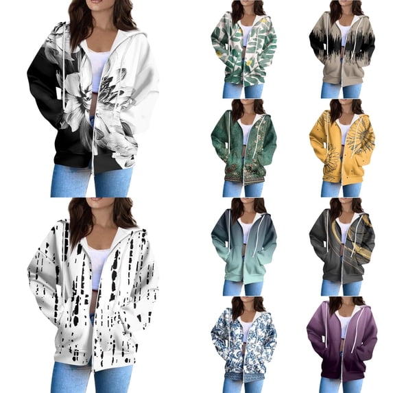 Shadoumai Tie Dye Print Fleece Zip Up Hoodies For Women Warm Jacket Fuzzy Hoodies Streetwear Fashion Coat With Pockets Fall Winter Clothes