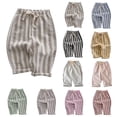 thumbnail image 1 of Shadoumai Toddler Baby Linen Pants Boy Spring Clothes Striped Toddler Pants Stretchy Elastic Waisted Trousers, 1 of 3
