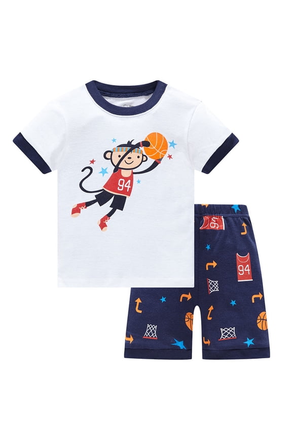 Toddler Boy Clothes 5t Dinosaur Print Crewneck Shorts Sleeve Sports Sets Fashion Pullover Tops Shorts 2 Piece Outfits Cute Newborn Clolthes Set