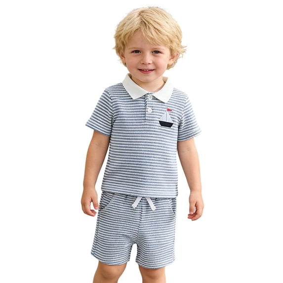 Shadoumai Toddler Boy Summer Outfits Summer Cartoon Print Crewneck T Shirt and Shorts Outfits Set Soft Pullover Tops Shorts 2 Piece Outfits Summer Clothes for Boys