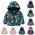 thumbnail image 1 of Shadoumai Toddler Boys Girls Rain Jacket, Kids Rain Jacket Lightweight Cartoon Dinosaur Print Hooded Windproof Coats Zip Up Windbreaker, 1 of 4