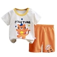 thumbnail image 1 of Shadoumai Toddler Clothes for Boys Dinosaur Print Crewneck Short Sleeved Sports Suit Loose Fit Two Piece Set for Children Little Boy Sweatsuit Clothing, 1 of 3