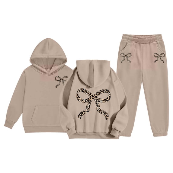 Shadoumai Toddler Girl Sets Printed Pattern Long Sleeve Soft Sweatshirt Pullover Tops + Joggers Pants Kids Fall Outfits Sweat Suit
