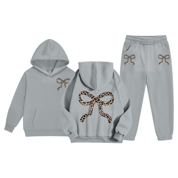 Shadoumai Toddler Girl Sets Printed Pattern Long Sleeve Soft Sweatshirt Pullover Tops + Joggers Pants Kids Fall Outfits Sweat Suit