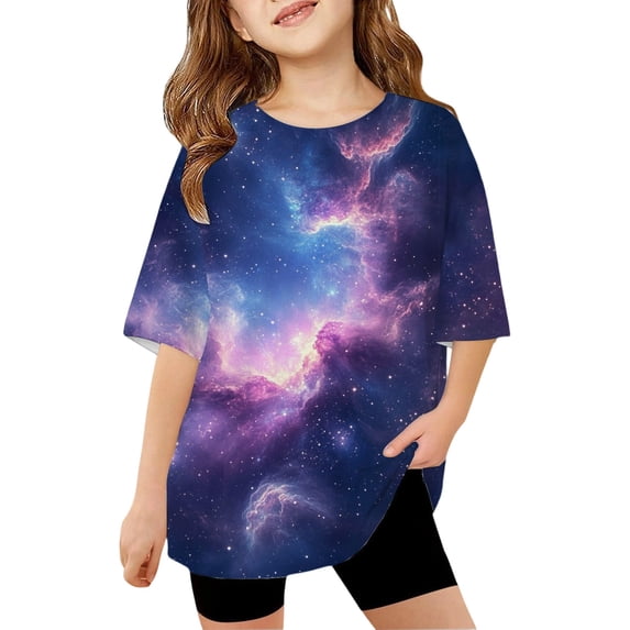 Shadoumai Toddler Girl Shirts 6t Cartoon Print Crewneck Short Sleeve T Shirts Loose Soft Holidays Tops Tees Boy & Girl Unisex Toddler Children T Shirt