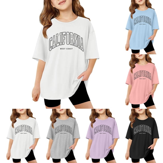 Shadoumai Toddler Girl Shirts 6t Tie Dye Print Crewneck Short Sleeve Tee for Toddler Loose Soft Sports T-Shirt Clothes for Girls