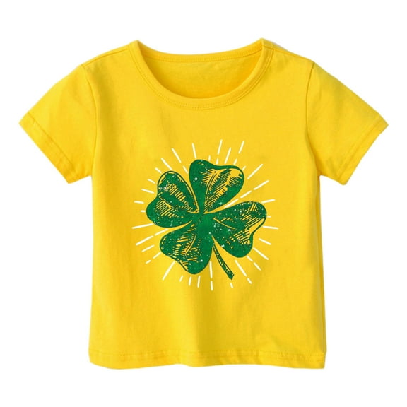 Shadoumai Toddler Girl St. Patrick's Day Shirt Short Sleeve Crew Neck Pullover Casual Tees Soft Cozy Kids' Summer Clothing