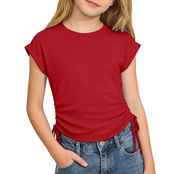 Shadoumai Toddler Girl Tops Floral Printed Crew Neck Shirt Short Sleeve T Shirt Cute Basic Tees Girls' Tops, Tees & Blouses