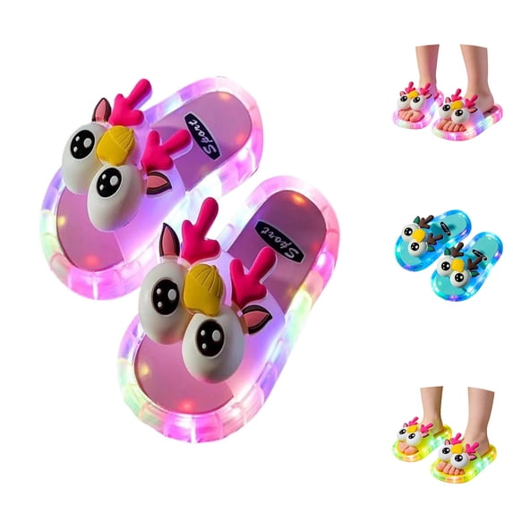 Shadoumai Toddler Girls Boys Light Up Slippers 2026 Summer Stylish Cute Cartoon Animal Luminous Slides Open Toe On Sandal