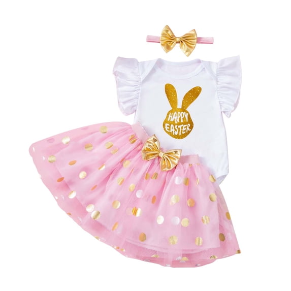 Shadoumai Toddler Girls Easter Outfits 3t Cartoon Rabbit Easter Day Crewneck Crop Tops and Shorts Set Summer Outfits Set