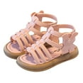 thumbnail image 1 of Shadoumai Toddler Girls Sandals Kids Gladiator Strappy Sandals with Hook&Loop Straps Open Toe Cute Rabbit Princess Girls Flats Wedding Party Dress Summer Shoes, 1 of 3