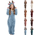 thumbnail image 1 of Shadoumai Toddler Kids Animal Onesie Christmas Hooded Zip One Piece Jumpsuit Christmas Reindeer Onesie For Kids Girls Jumpsuits Deer Animal One Piece Hooded Onesie Holiday Jumpsuit, 1 of 6