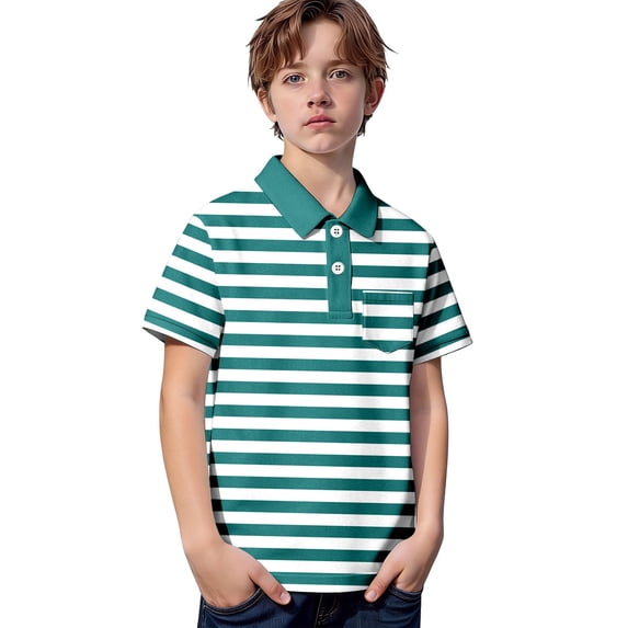 Shadoumai Toddler Polo Shirts Boys 4t Cartoon Print Button Down Short Sleeve Funny Tee Shirt Boy Shirt with Pocket