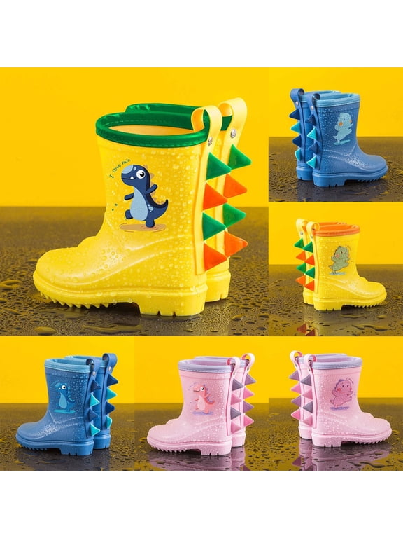 Toddler Rain Boots For Girls Waterproof Rainboots Little Girls Glitter Unicorn Rain Boots For Kids With Easy-On Handles